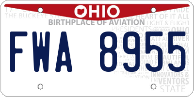 OH license plate FWA8955