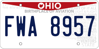 OH license plate FWA8957