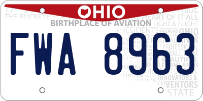 OH license plate FWA8963