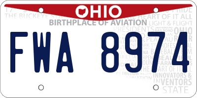 OH license plate FWA8974