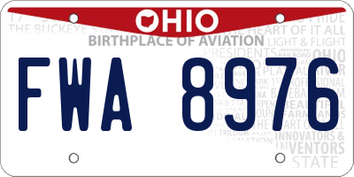 OH license plate FWA8976