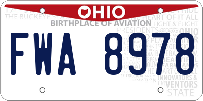 OH license plate FWA8978