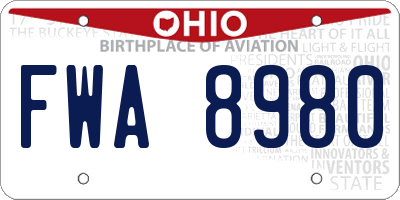 OH license plate FWA8980