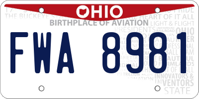 OH license plate FWA8981