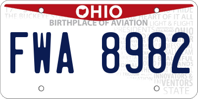 OH license plate FWA8982