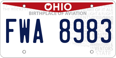 OH license plate FWA8983