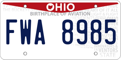 OH license plate FWA8985