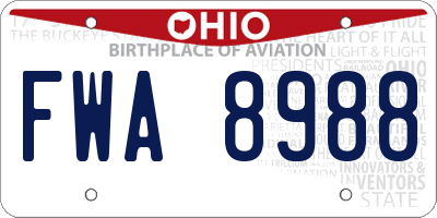 OH license plate FWA8988