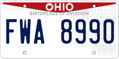 OH license plate FWA8990