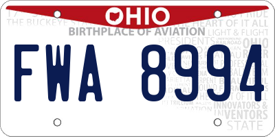 OH license plate FWA8994