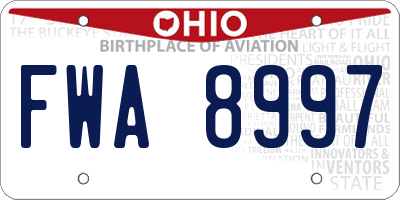 OH license plate FWA8997