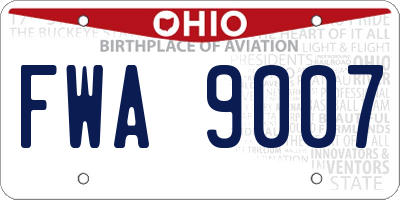 OH license plate FWA9007