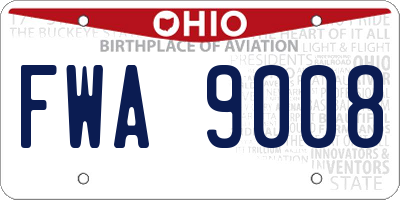 OH license plate FWA9008