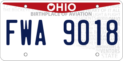 OH license plate FWA9018