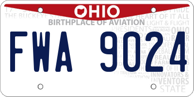 OH license plate FWA9024