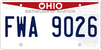 OH license plate FWA9026