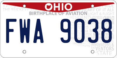 OH license plate FWA9038