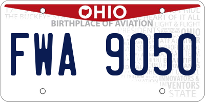 OH license plate FWA9050