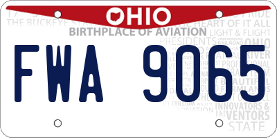 OH license plate FWA9065