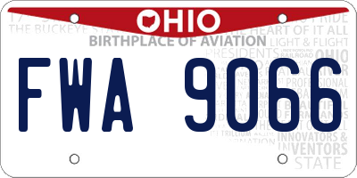 OH license plate FWA9066