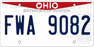 OH license plate FWA9082