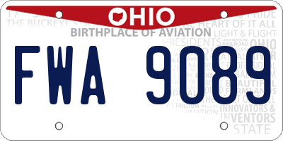 OH license plate FWA9089