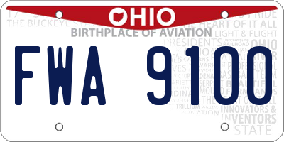 OH license plate FWA9100