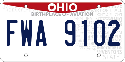 OH license plate FWA9102