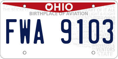 OH license plate FWA9103