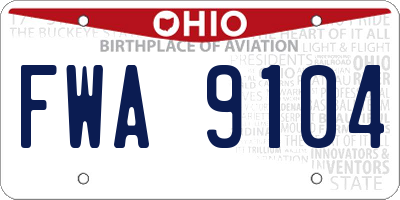 OH license plate FWA9104