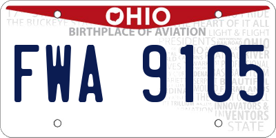 OH license plate FWA9105