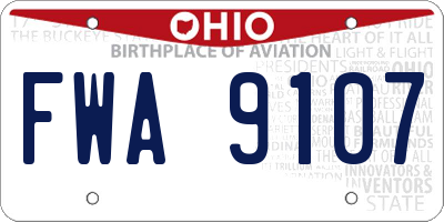 OH license plate FWA9107