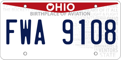 OH license plate FWA9108