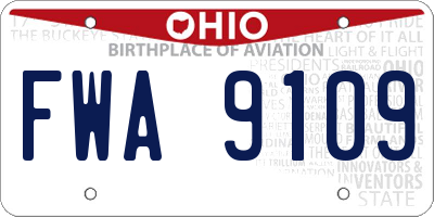 OH license plate FWA9109