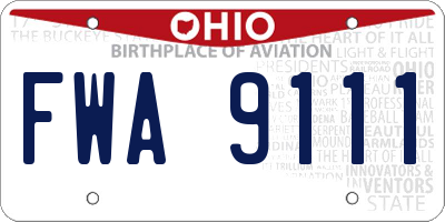 OH license plate FWA9111