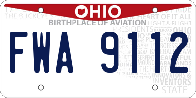 OH license plate FWA9112