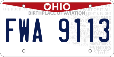 OH license plate FWA9113