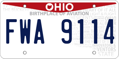 OH license plate FWA9114