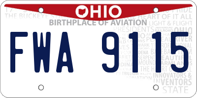 OH license plate FWA9115