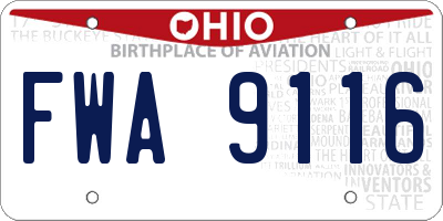 OH license plate FWA9116