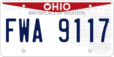 OH license plate FWA9117