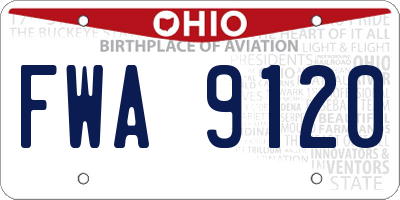 OH license plate FWA9120