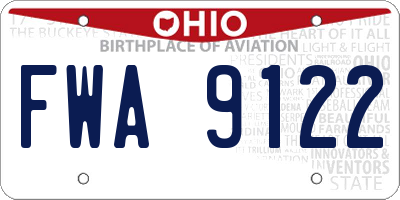 OH license plate FWA9122