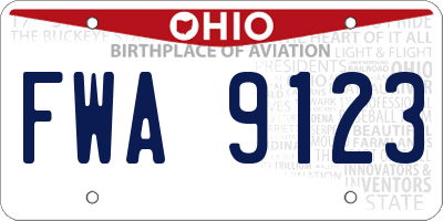 OH license plate FWA9123