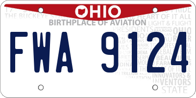 OH license plate FWA9124