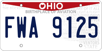 OH license plate FWA9125