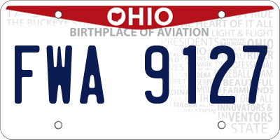 OH license plate FWA9127