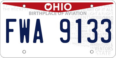 OH license plate FWA9133