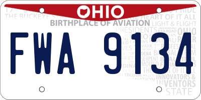 OH license plate FWA9134