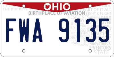 OH license plate FWA9135